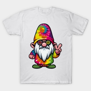 Peaceful Vibe with a Playful Retro Hippie Tie Dye Gnome T-Shirt